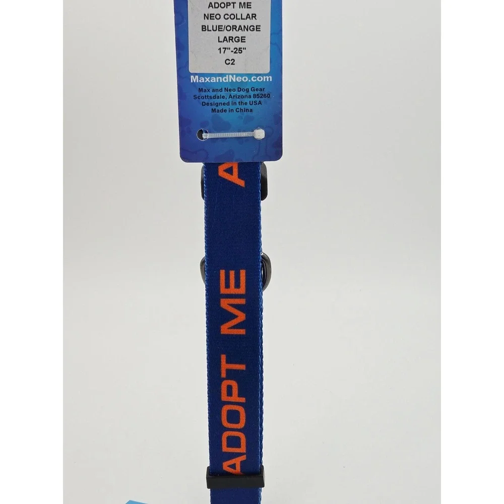 Max and Neo Adopt Me Neo Collar Blue Orange Large 17-25 Inch Dog Rescue Gear C2